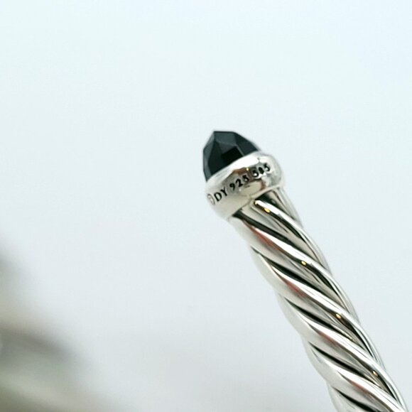 David Yurman Sterling Silver & 14k Gold 4mm Flex Black Onyx Cable Bracelet 7inch - Picture 7 of 10